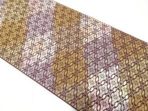 未使用品　花菱模様織り出し　全通袋帯